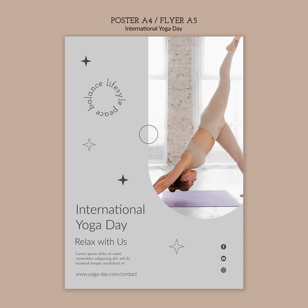 Simplistische verticale postersjabloon voor internationale yogadag