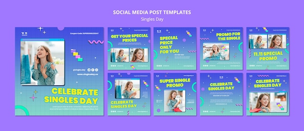 Gratis PSD singles day viering instagram post