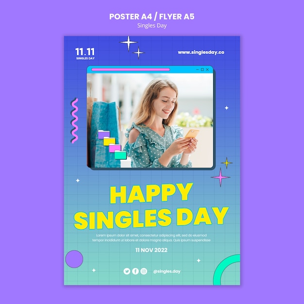 Gratis PSD singles day viering poster sjabloon