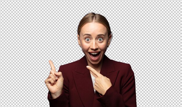 sintiéndose alegre y sorprendido sonriendo con una expresión conmocionada y señalando hacia el lado