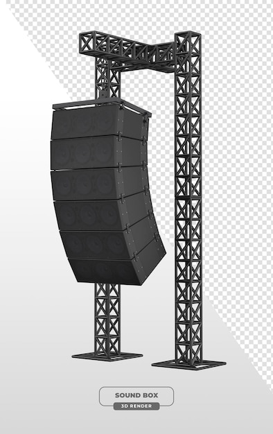 Sistema de sonido altavoz altavoz para el escenario de conciertos en renderización 3D