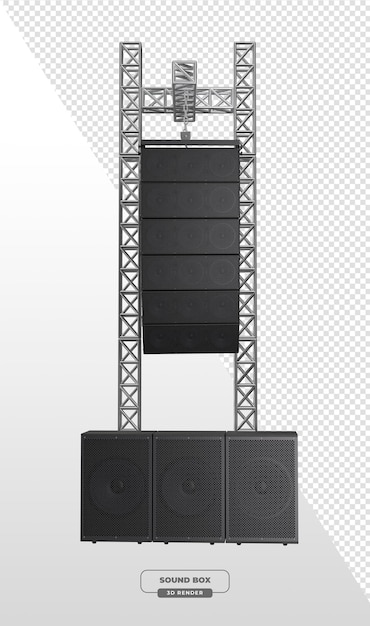 Sistema de sonido profesional para conciertos y eventos en renderización 3D