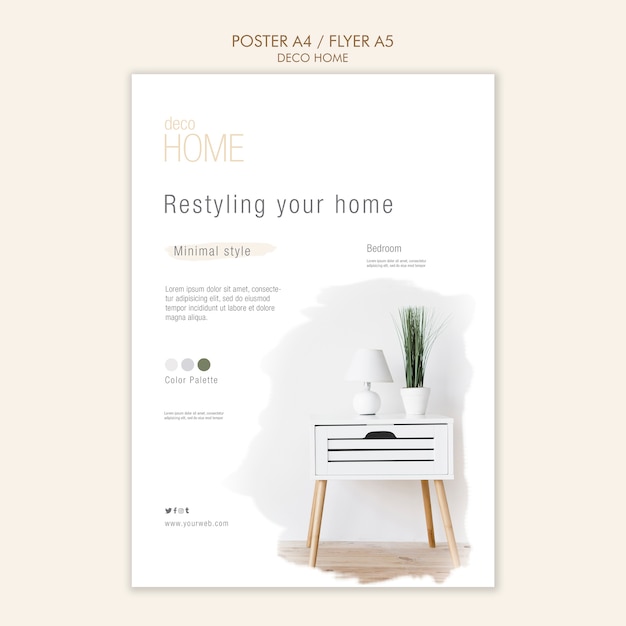 Gratis PSD sjabloon deco home concept flyer