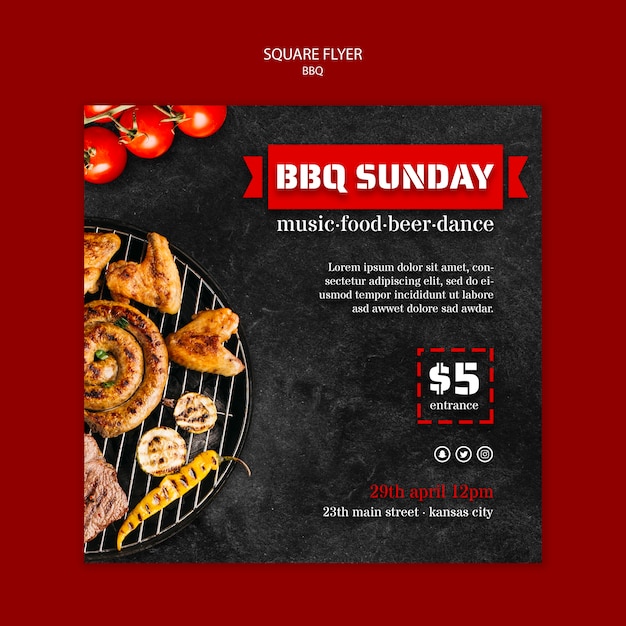 Gratis PSD sjabloon folder met bbq-ontwerp