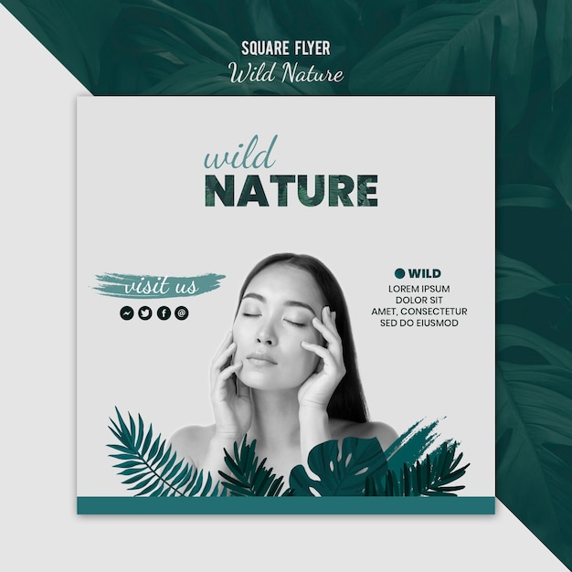 Gratis PSD sjabloon folder met wilde natuur ontwerp