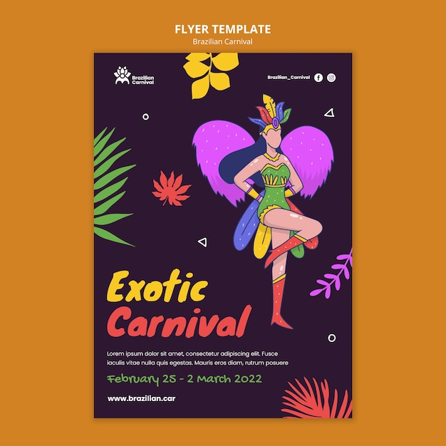 Sjabloon folder voor braziliaanse carnaval
