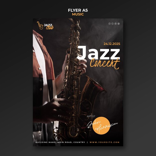 Sjabloon folder voor jazzconcert