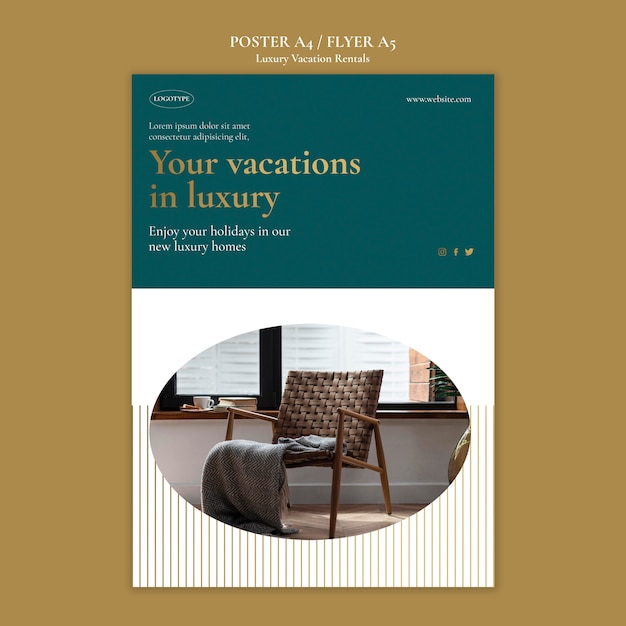 Sjabloon folder voor luxe vakantieverblijven