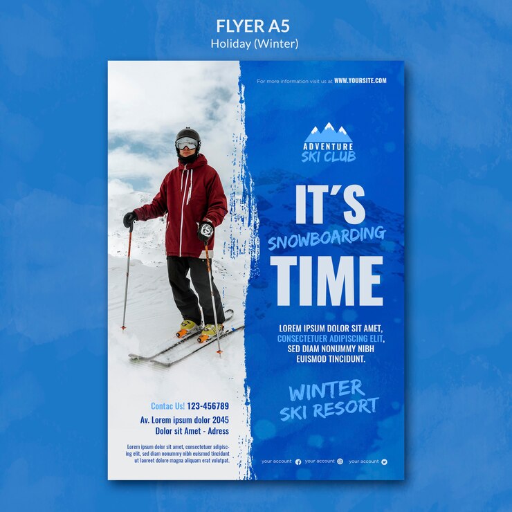 Gratis PSD sjabloon folder winterskiresort