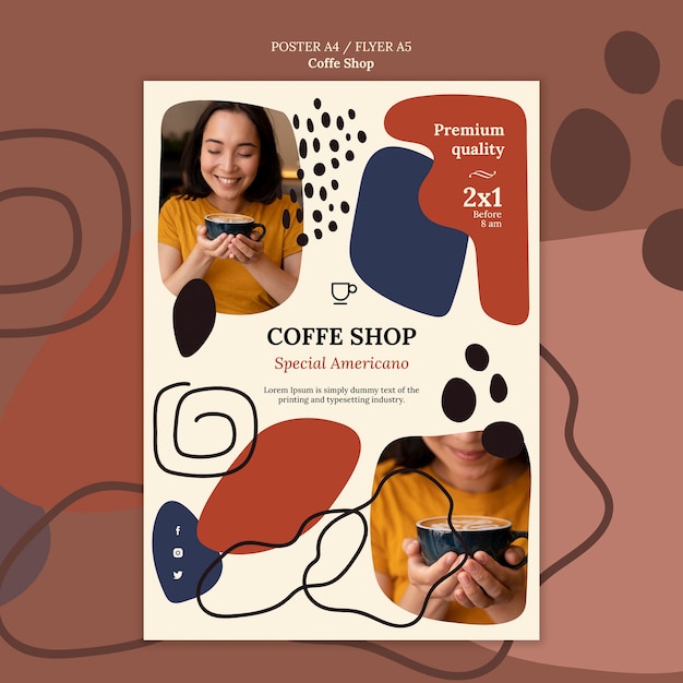 Gratis PSD sjabloon voor abstract koffietijdposter