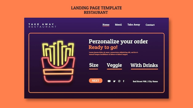 Gratis PSD sjabloon voor abstract restaurant-bestemmingspagina