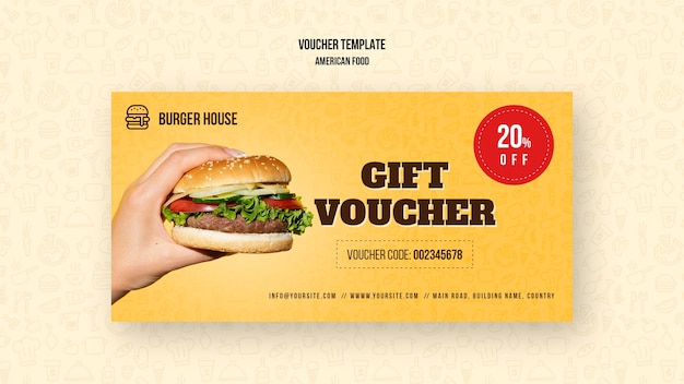 Sjabloon voor amerikaans eten voucher