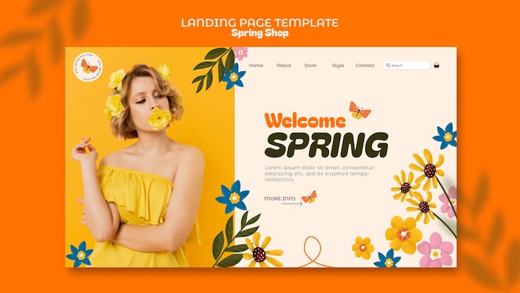 Gratis PSD sjabloon voor bestemmingspagina's van het lenteseizoen