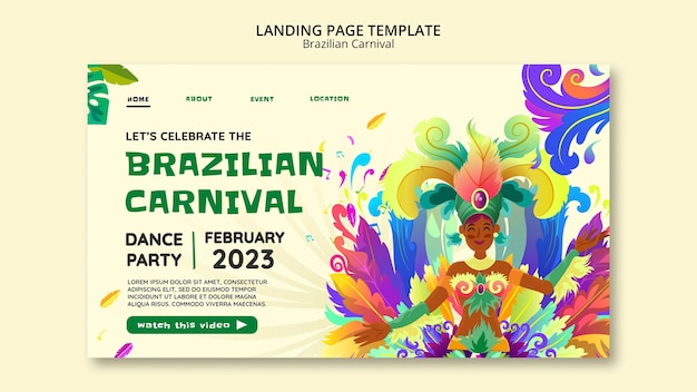 Gratis PSD sjabloon voor bestemmingspagina's voor braziliaans carnaval