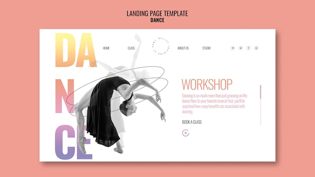 Gratis PSD sjabloon voor bestemmingspagina's voor dansworkshops