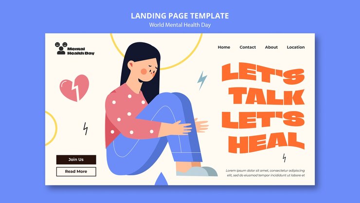 Gratis PSD sjabloon voor bestemmingspagina's voor de werelddag voor geestelijke gezondheid