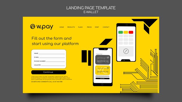 Sjabloon voor bestemmingspagina's voor e-wallets
