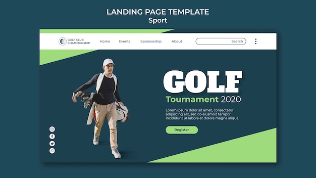 Gratis PSD sjabloon voor bestemmingspagina's voor golfclubsport