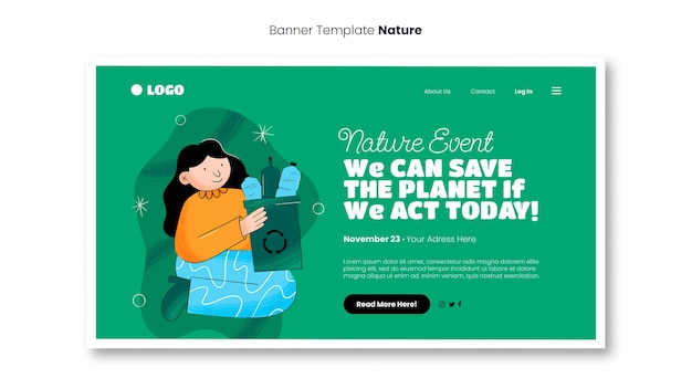 Gratis PSD sjabloon voor bestemmingspagina's voor milieu-evenementen van de planeet opslaan