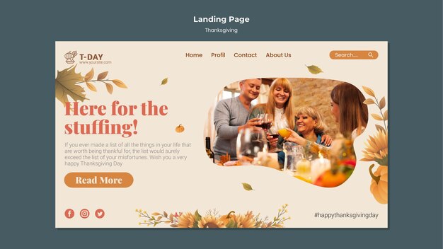 Sjabloon voor bestemmingspagina's voor Thanksgiving-dag