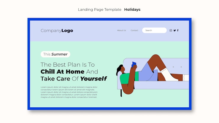Gratis PSD sjabloon voor bestemmingspagina's voor vakantie vanuit huis