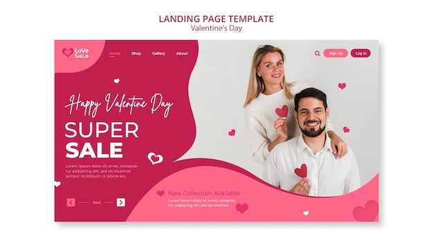 Gratis PSD sjabloon voor bestemmingspagina's voor valentijnsdag