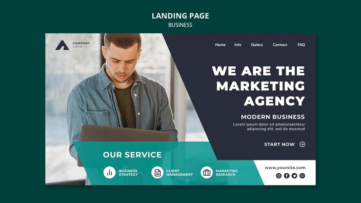 Gratis PSD sjabloon voor bestemmingspagina van marketingbureau