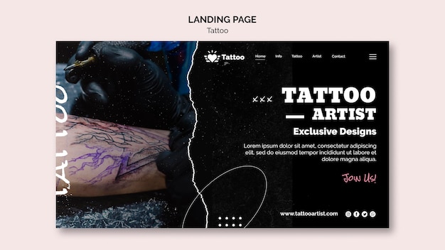 Sjabloon voor bestemmingspagina van tattoo-artiest