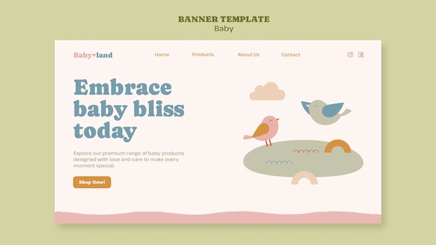 Gratis PSD sjabloon voor bestemmingspagina voor babywinkel in plat ontwerp