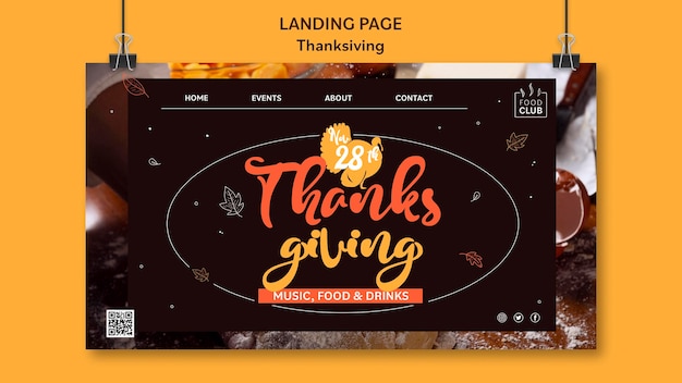 Gratis PSD sjabloon voor bestemmingspagina voor feestelijke thanksgiving-dag