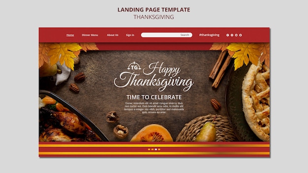 Gratis PSD sjabloon voor bestemmingspagina voor feestelijke thanksgiving-dag