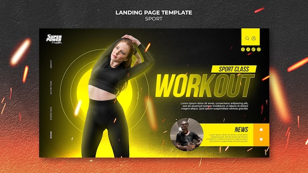 Gratis PSD sjabloon voor bestemmingspagina voor fitnesstraining