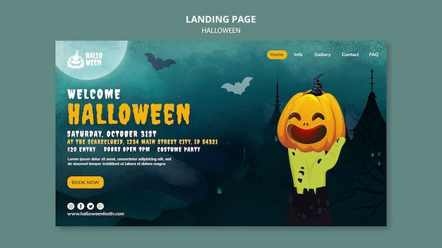 Gratis PSD sjabloon voor bestemmingspagina voor halloween-feest