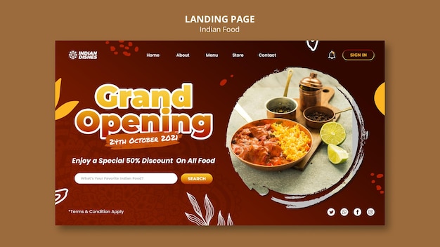 Sjabloon voor bestemmingspagina voor Indiaas eten