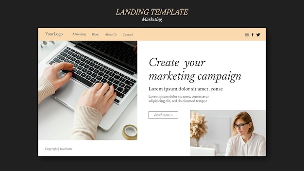 Gratis PSD sjabloon voor bestemmingspagina voor marketingcampagnes