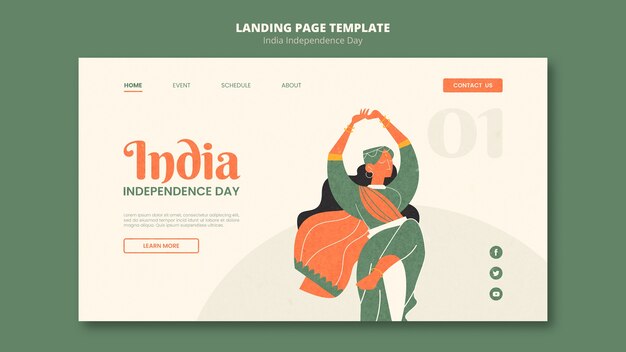 Sjabloon voor bestemmingspagina voor onafhankelijkheidsdag in India
