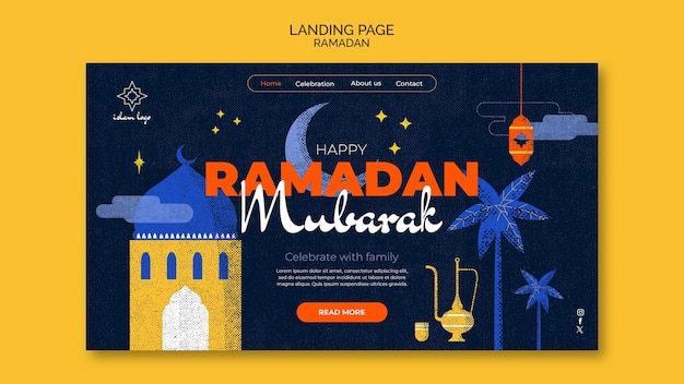 Gratis PSD sjabloon voor bestemmingspagina voor ramadan-viering