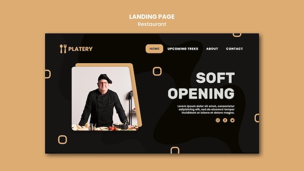 Gratis PSD sjabloon voor bestemmingspagina voor restaurant met zachte opening