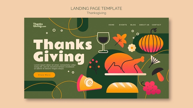 Gratis PSD sjabloon voor bestemmingspagina voor thanksgiving-viering