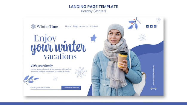 Gratis PSD sjabloon voor bestemmingspagina voor wintervakantie