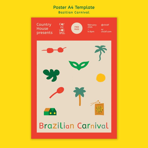 Gratis PSD sjabloon voor braziliaanse carnavalsposters