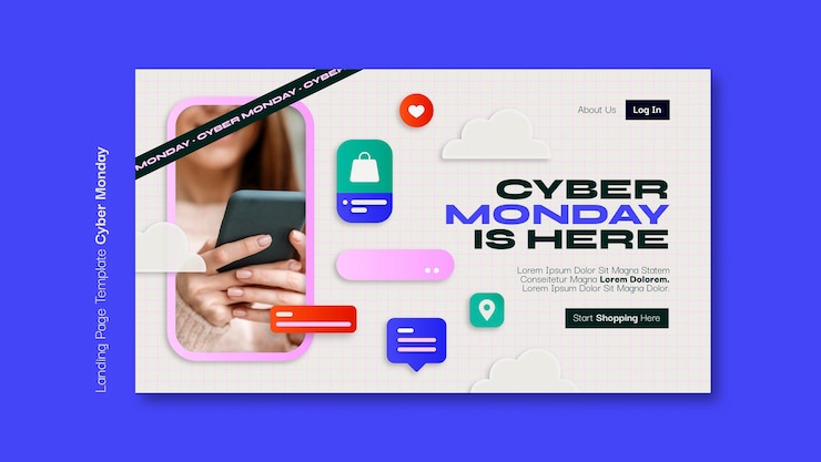 Gratis PSD sjabloon voor cyber monday-bestemmingspagina