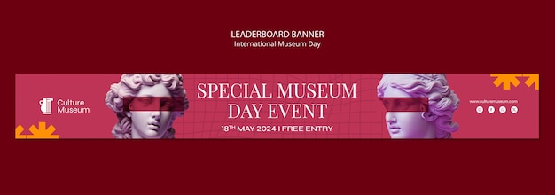 Gratis PSD sjabloon voor de banner van de internationale museumdag