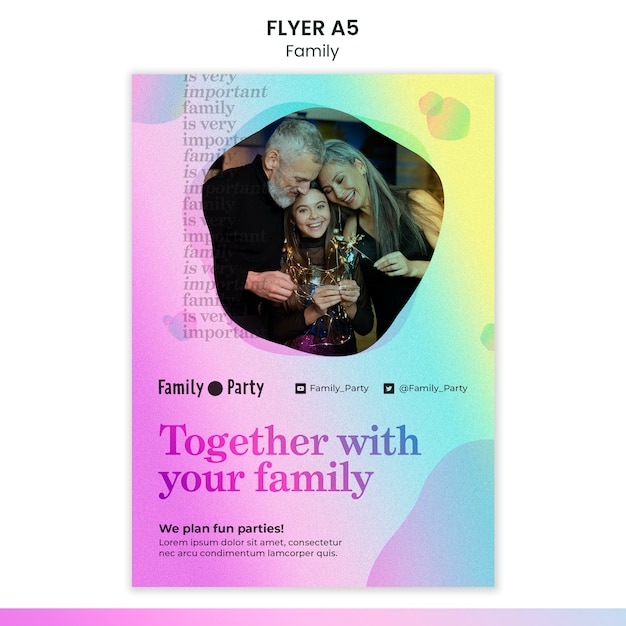 Gratis PSD sjabloon voor familieflyer met platte ontwerp