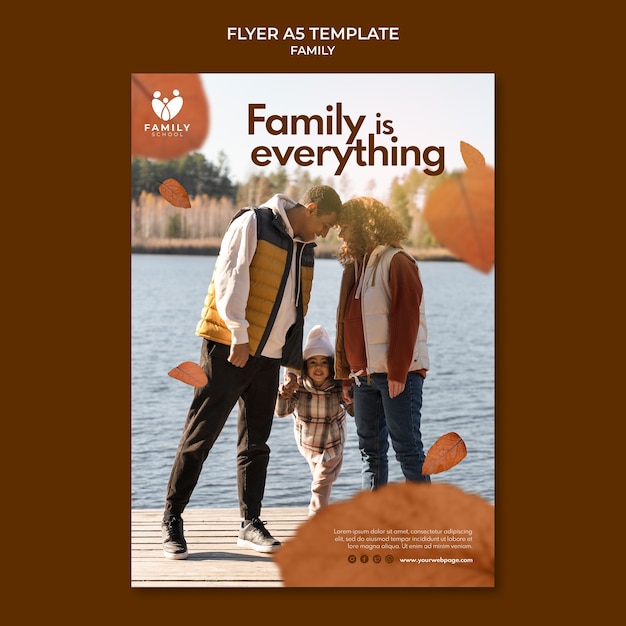 Gratis PSD sjabloon voor familieflyer met platte ontwerp