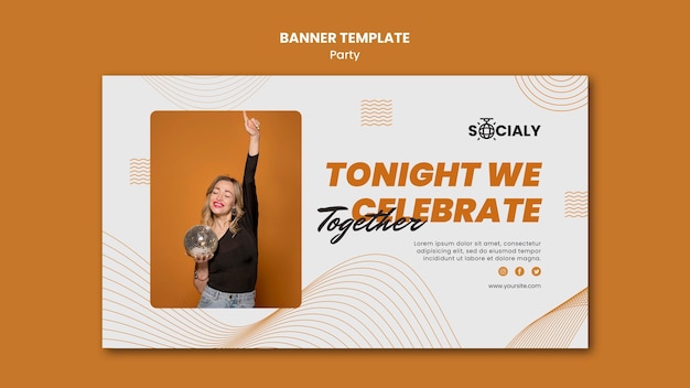 Gratis PSD sjabloon voor feest concept horizontale spandoek