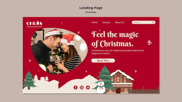 Gratis PSD sjabloon voor feestelijke kerstbestemmingspagina's