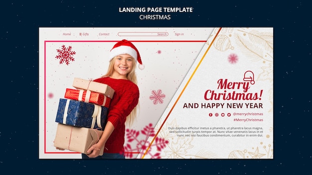 Gratis PSD sjabloon voor feestelijke kerstbestemmingspagina's