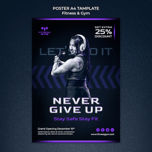 Gratis PSD sjabloon voor fitness- en sportschoolposters