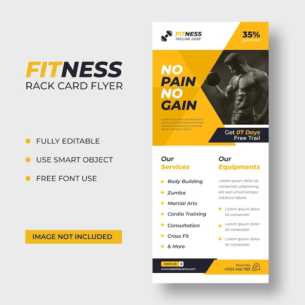 Sjabloon voor fitnessrekkaart dl-flyer